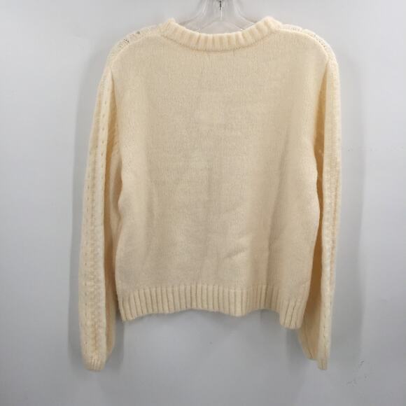 Elodie Long Sleeve Pullover Crewneck Sweater Open Knit Ivory Size large NWT - Picture 3 of 4